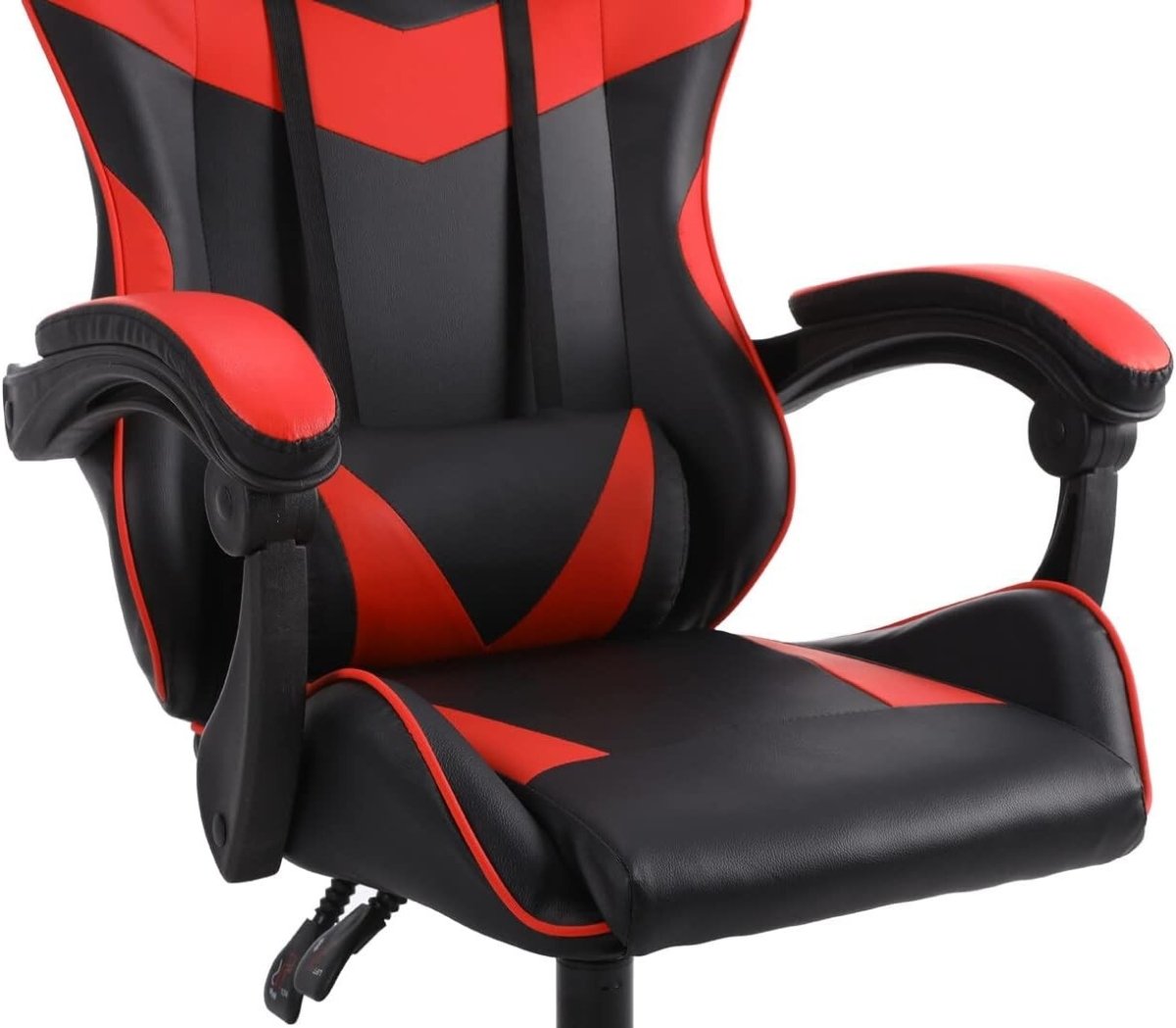 Heavy Duty Gaming Chair Red PU Leather Reclining Swivel - Kwikley