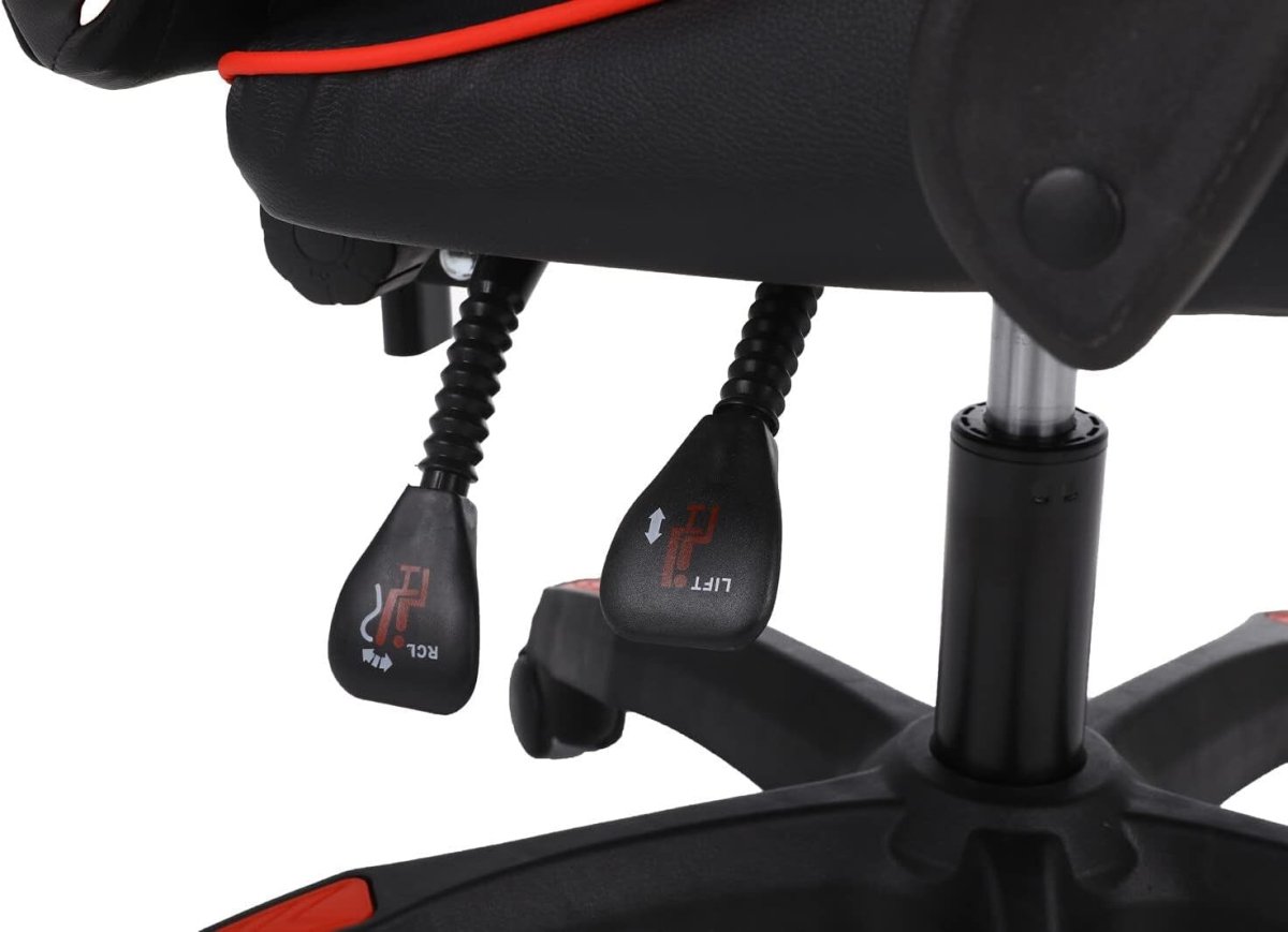 Heavy Duty Gaming Chair Red PU Leather Reclining Swivel - Kwikley