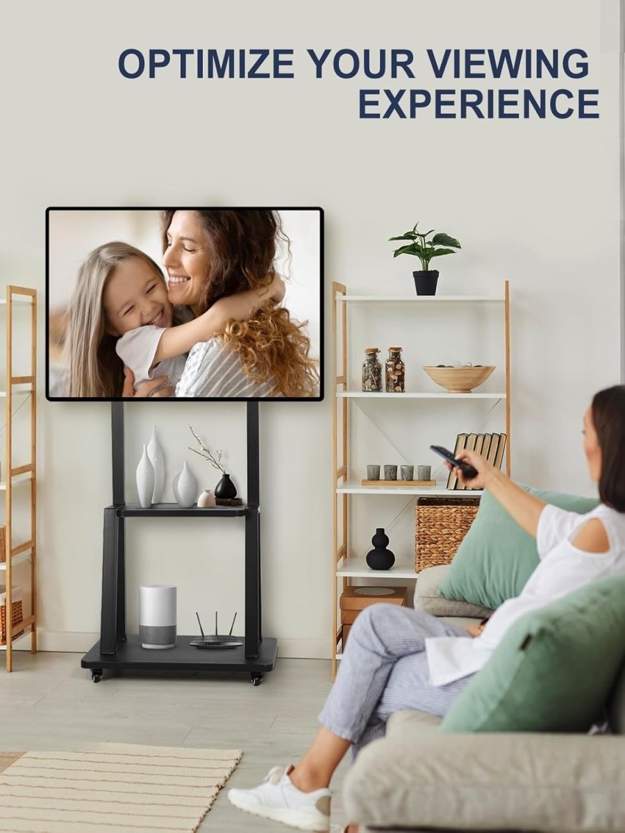 Heavy Duty Mobile TV Stand with Wheels for 32-75" Screens | Swivel & Shelf - Kwikley
