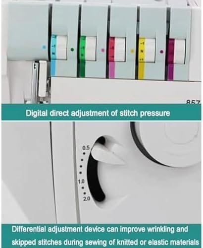 Heavy Duty Overlock Sewing Machine 2 3 4 Thread LED Differential Feed - Kwikley