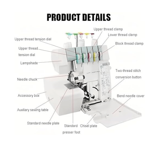 Heavy Duty Overlock Sewing Machine 2 3 4 Thread LED Differential Feed - Kwikley