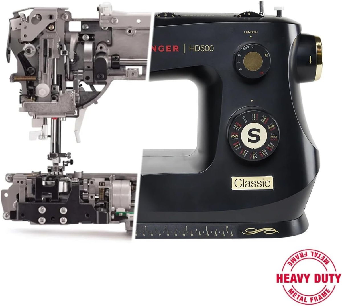 Heavy Duty Sewing Machine 23 Stitches Hard Case Metal Frame Black - Kwikley