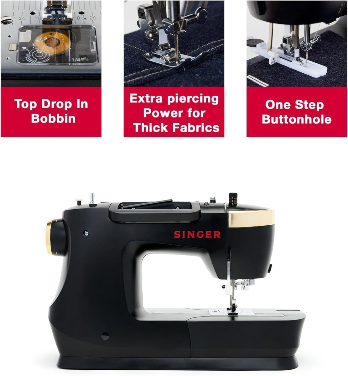 Heavy Duty Sewing Machine 23 Stitches Hard Case Metal Frame Black - Kwikley