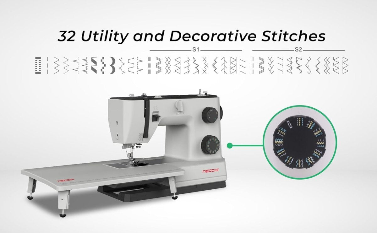 Heavy Duty Sewing Machine 32 Stitches Extension Table 1000 SPM LED - Kwikley