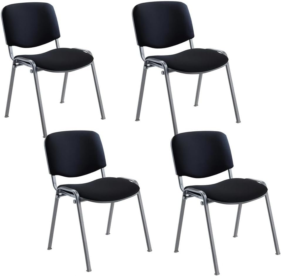 Heavy Duty Stackable Reception Chairs Fabric Black 4 Pack - Kwikley