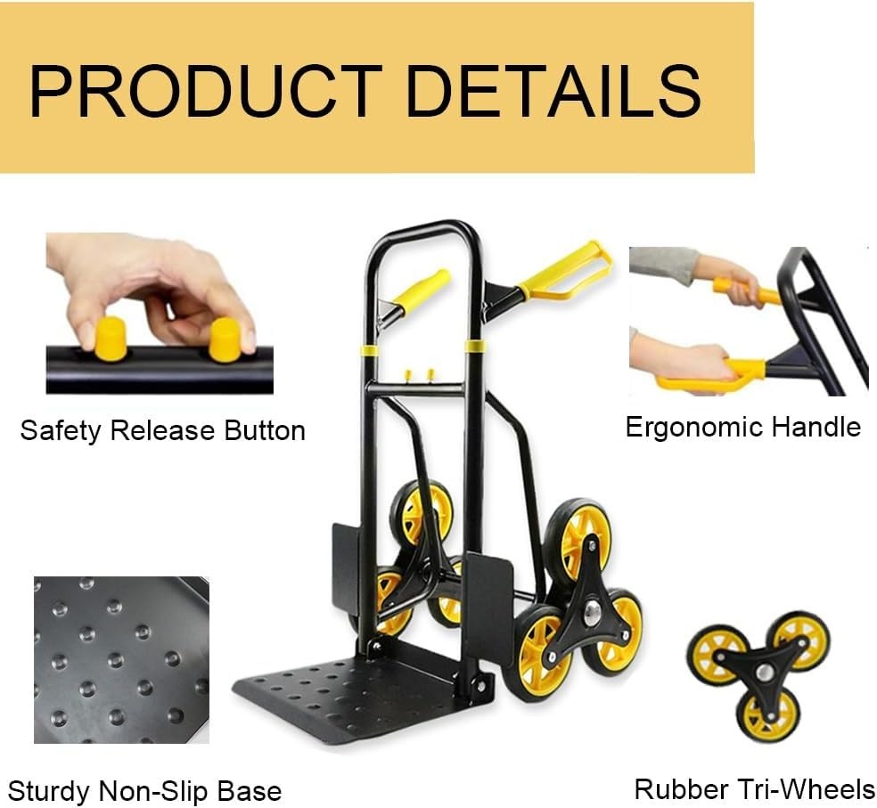 Heavy Duty Stair Climbing Hand Truck 660lb Folding 6 Wheel Trolley - Kwikley