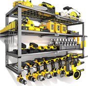 Heavy Duty Wall Tool Rack 4 Tier Storage with 10 Drill Slots - Kwikley