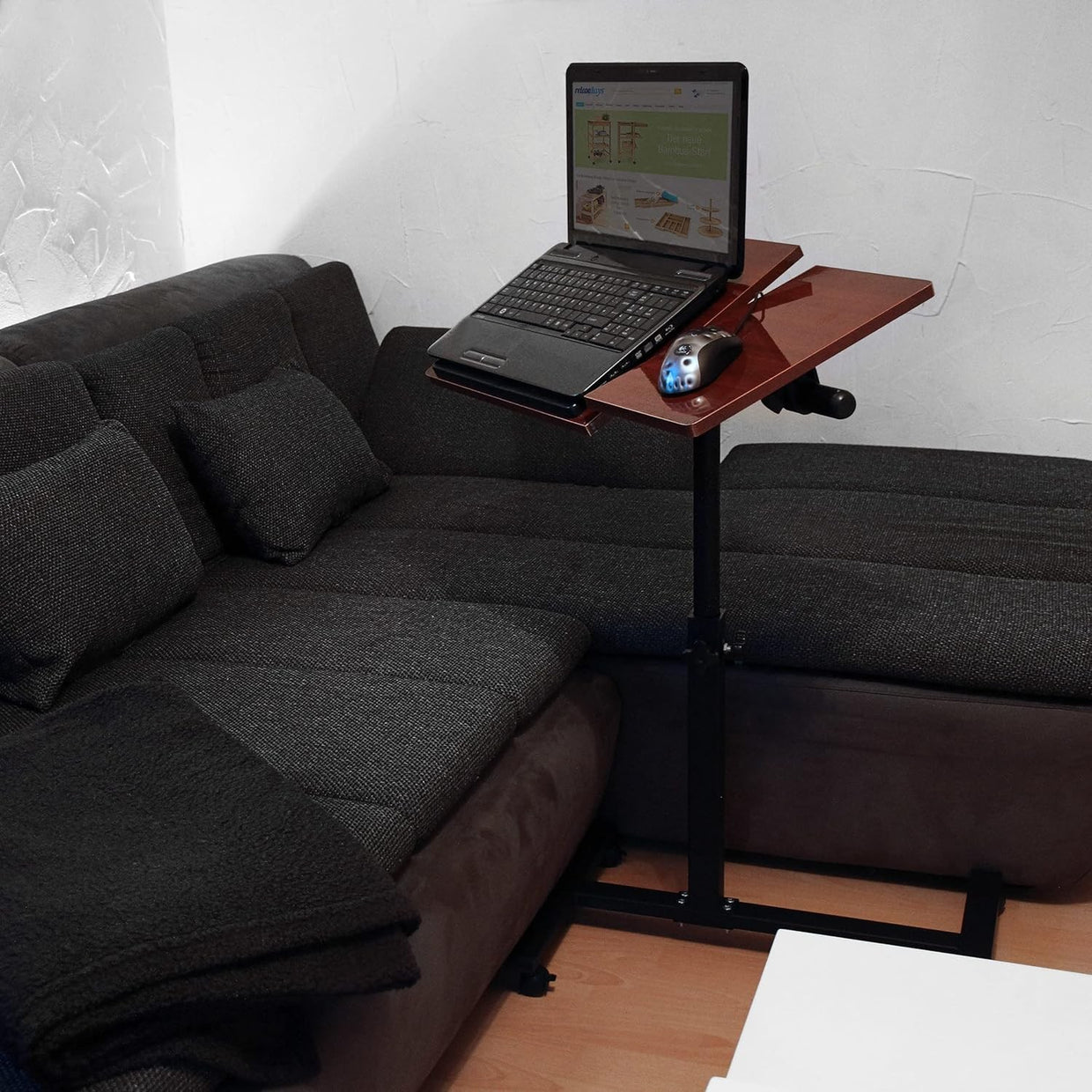 Height Adjustable Laptop Table with Wheels Sofa Bedside Rolling Desk - Kwikley