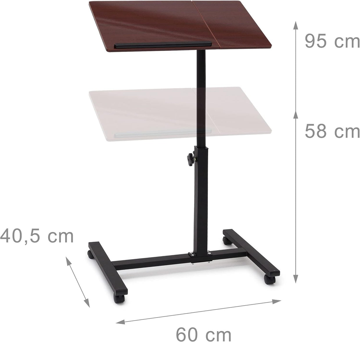 Height Adjustable Laptop Table with Wheels Sofa Bedside Rolling Desk - Kwikley