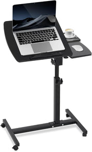 Height Adjustable Rolling Laptop Desk Overbed Table Mobile Standing Workstation - Kwikley