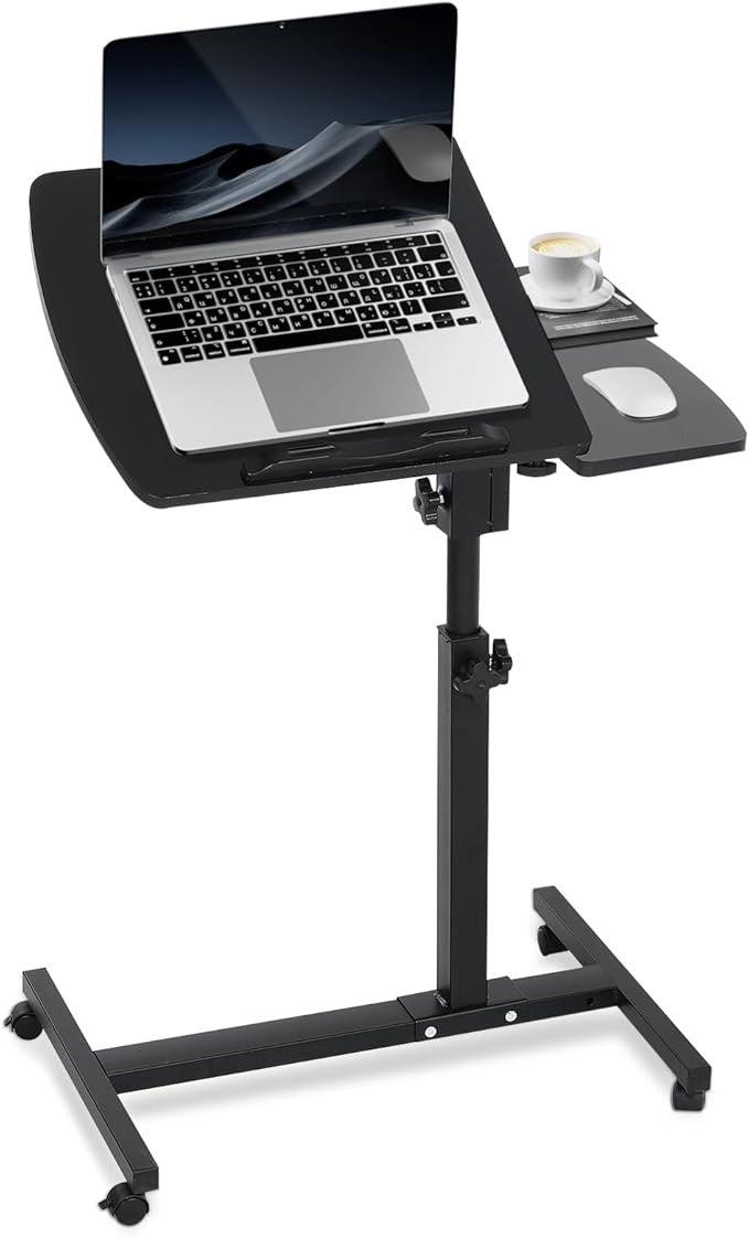 Height Adjustable Rolling Laptop Desk Overbed Table Mobile Standing Workstation - Kwikley