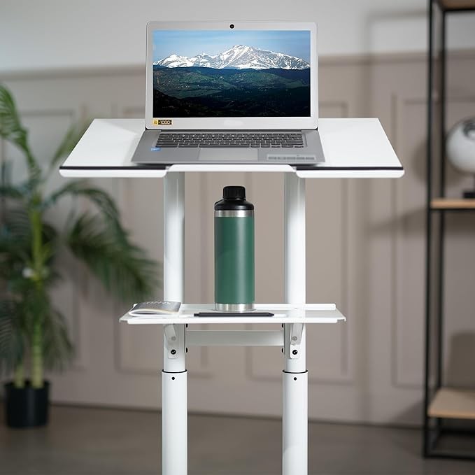 Height Adjustable Rolling Laptop Lectern Desk Mobile Standing Workstation - Kwikley