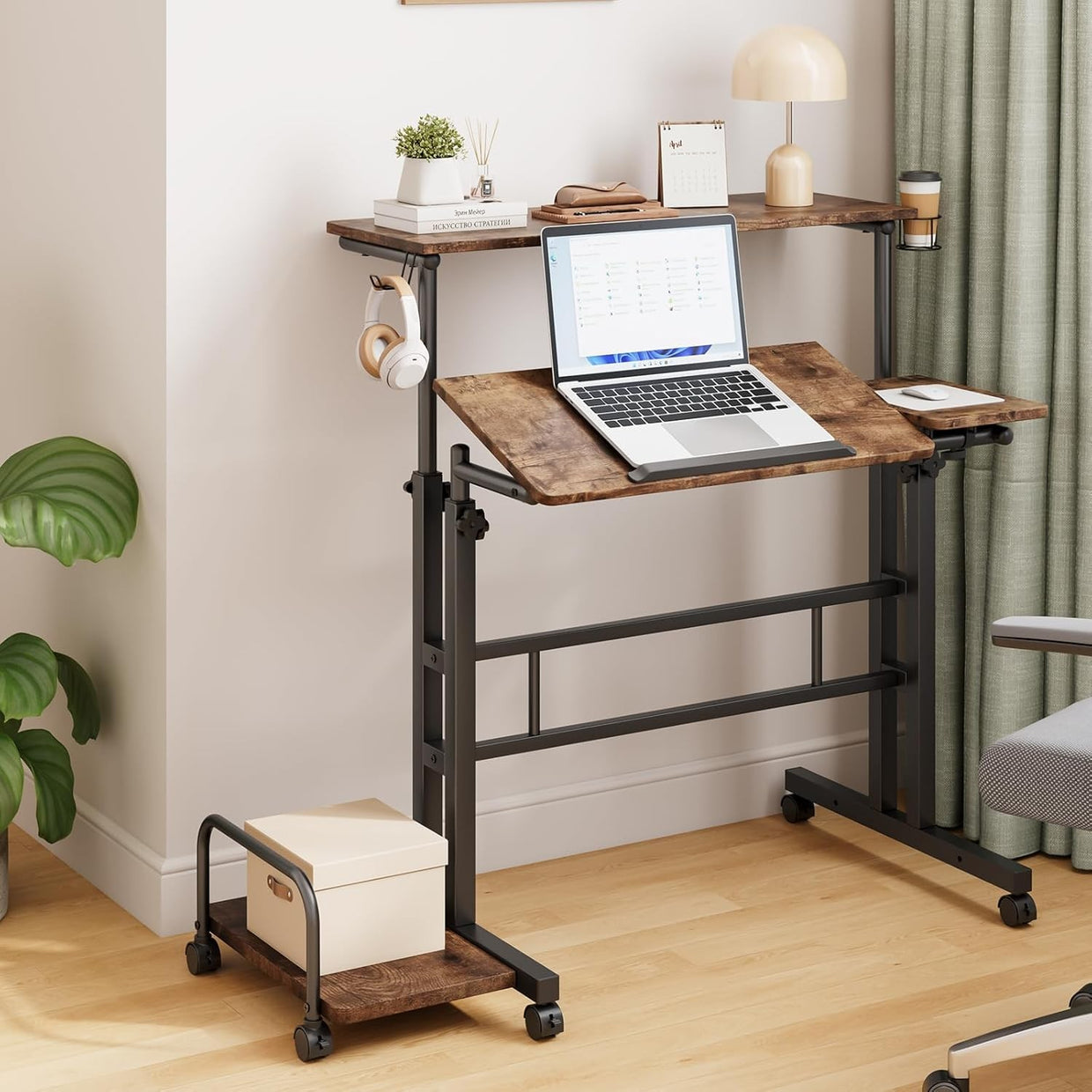 Height Adjustable Standing Desk Rolling Sit Stand Laptop Table Wheels - Kwikley
