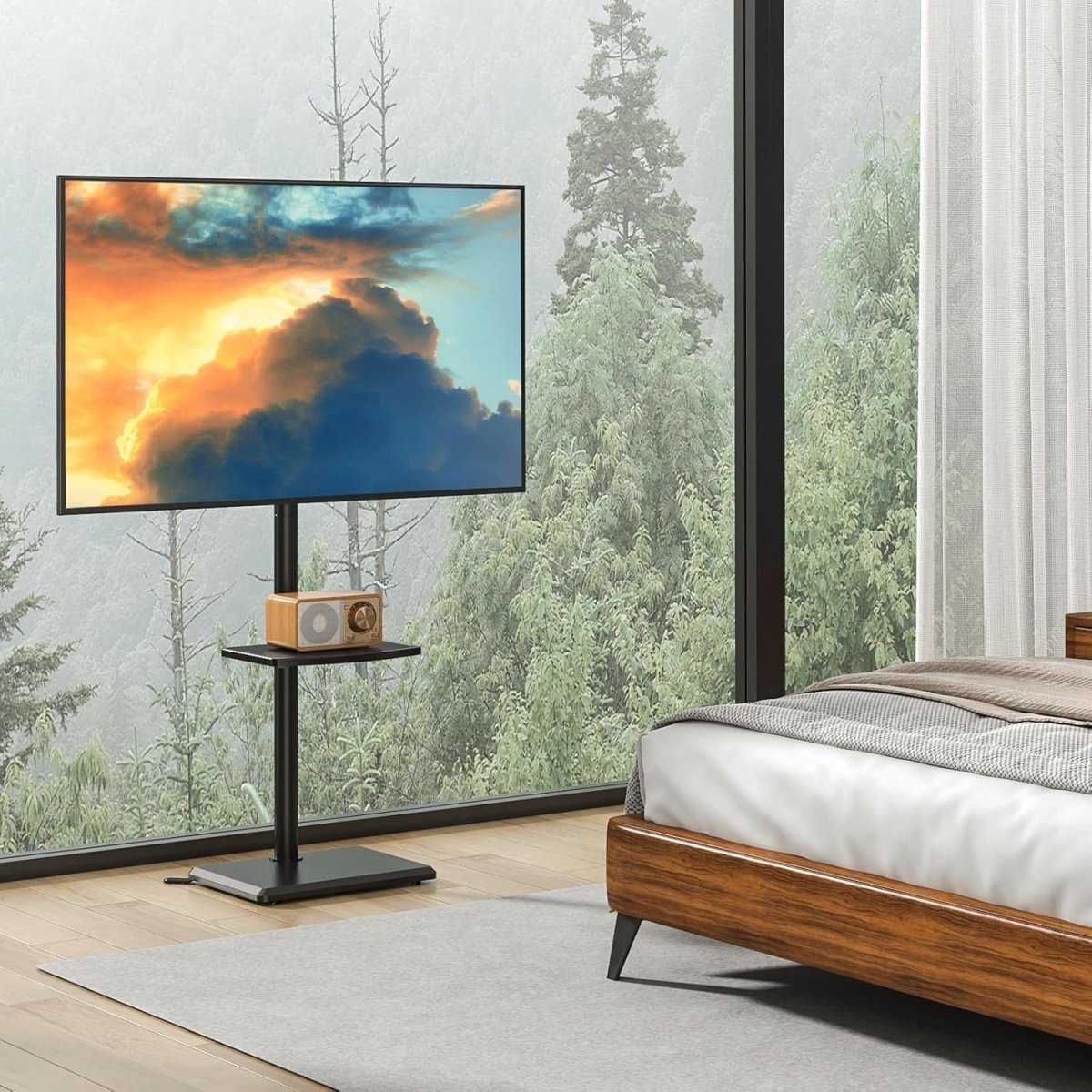 Height Adjustable Swivel TV Floor Stand 32 - 55” VESA 400x400 Max Load 40kg - Kwikley