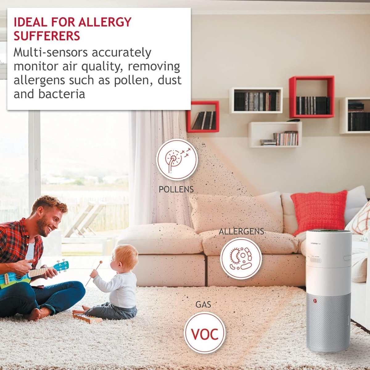 HEPA Air Purifier Humidifier Diffuser 99.97% Allergy Pollen Quiet - Kwikley