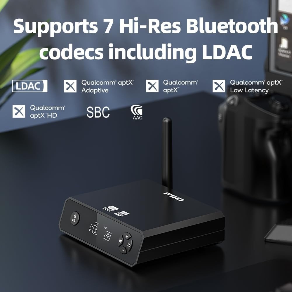 Hi - Res Bluetooth Receiver Black LDAC aptX HD RCA Optical Output - Kwikley