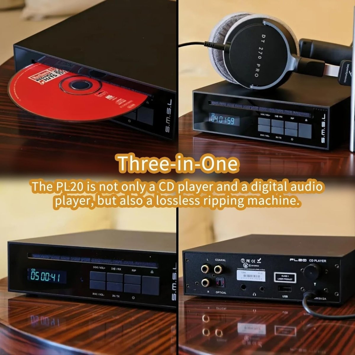 HiFi CD Player Bluetooth DAC USB Ripper Balanced Output Optical Coax - Kwikley