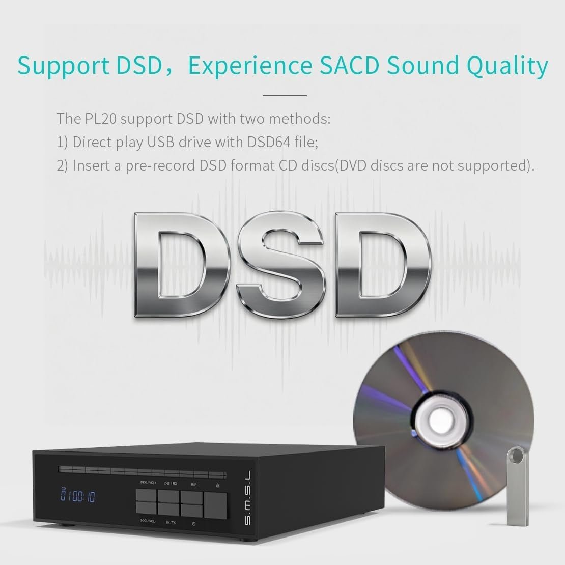 HiFi CD Player Bluetooth DAC USB Ripper Balanced Output Optical Coax - Kwikley