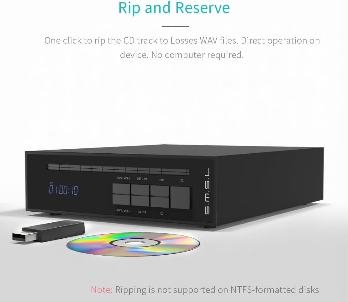HiFi CD Player Bluetooth DAC USB Ripper Balanced Output Optical Coax - Kwikley
