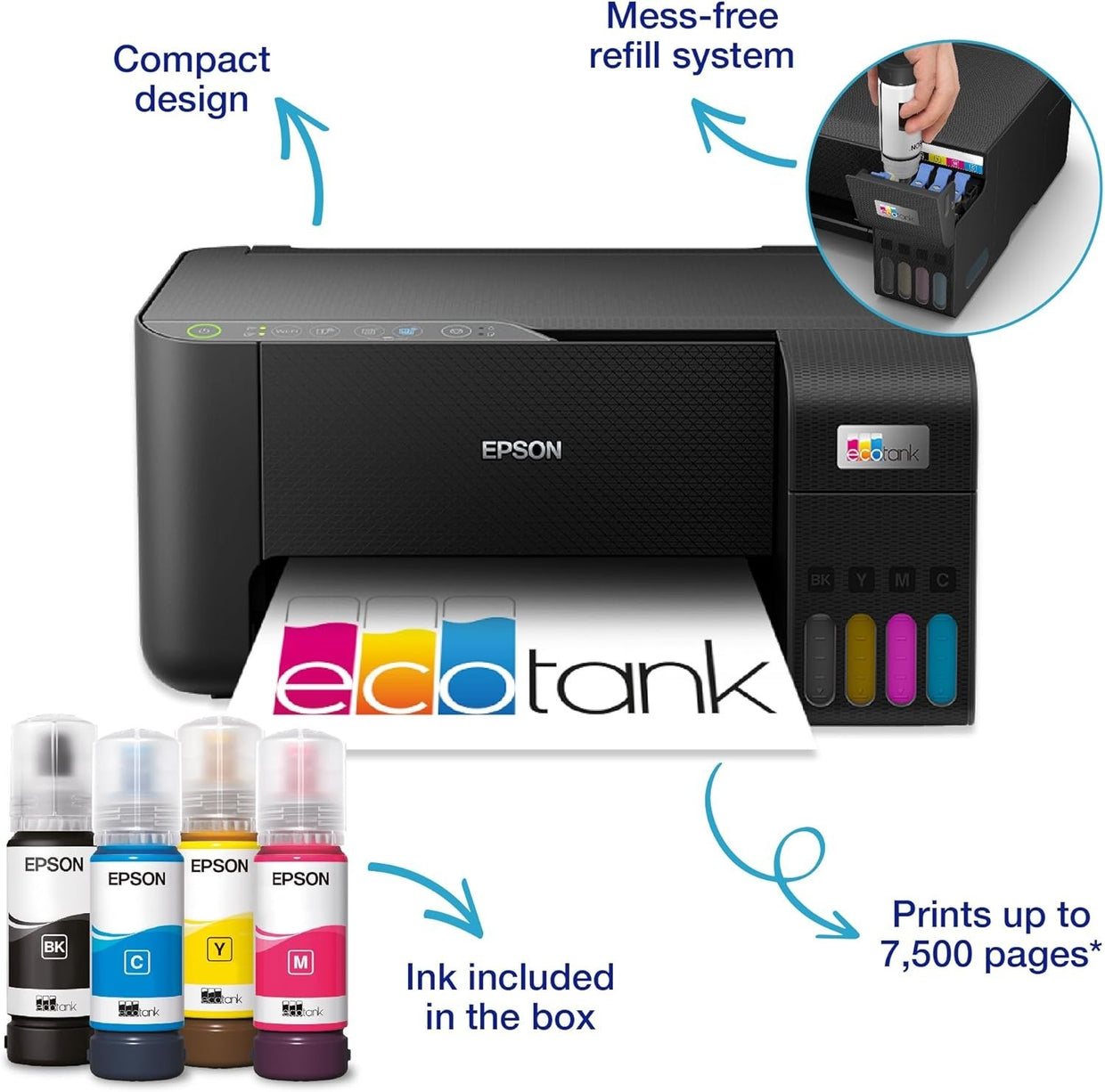 High - Capacity A4 Wireless Inkjet Printer with Fast Colour Printing 70ch - Kwikley