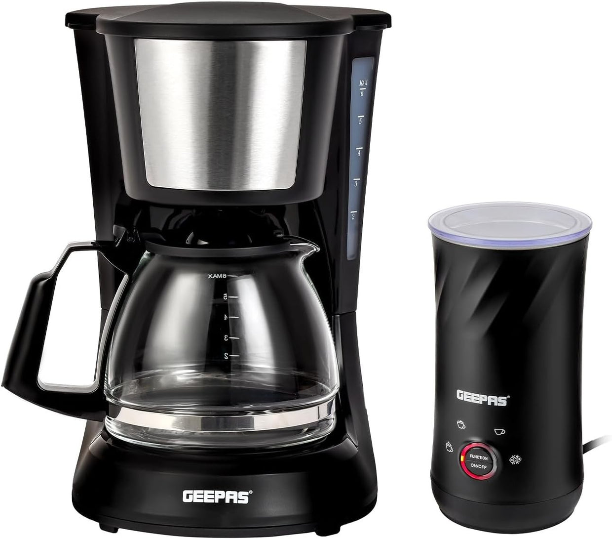High - Capacity Filter Coffee Maker & Milk Frother Set | 600W Fast Brew | 750ml - Kwikley