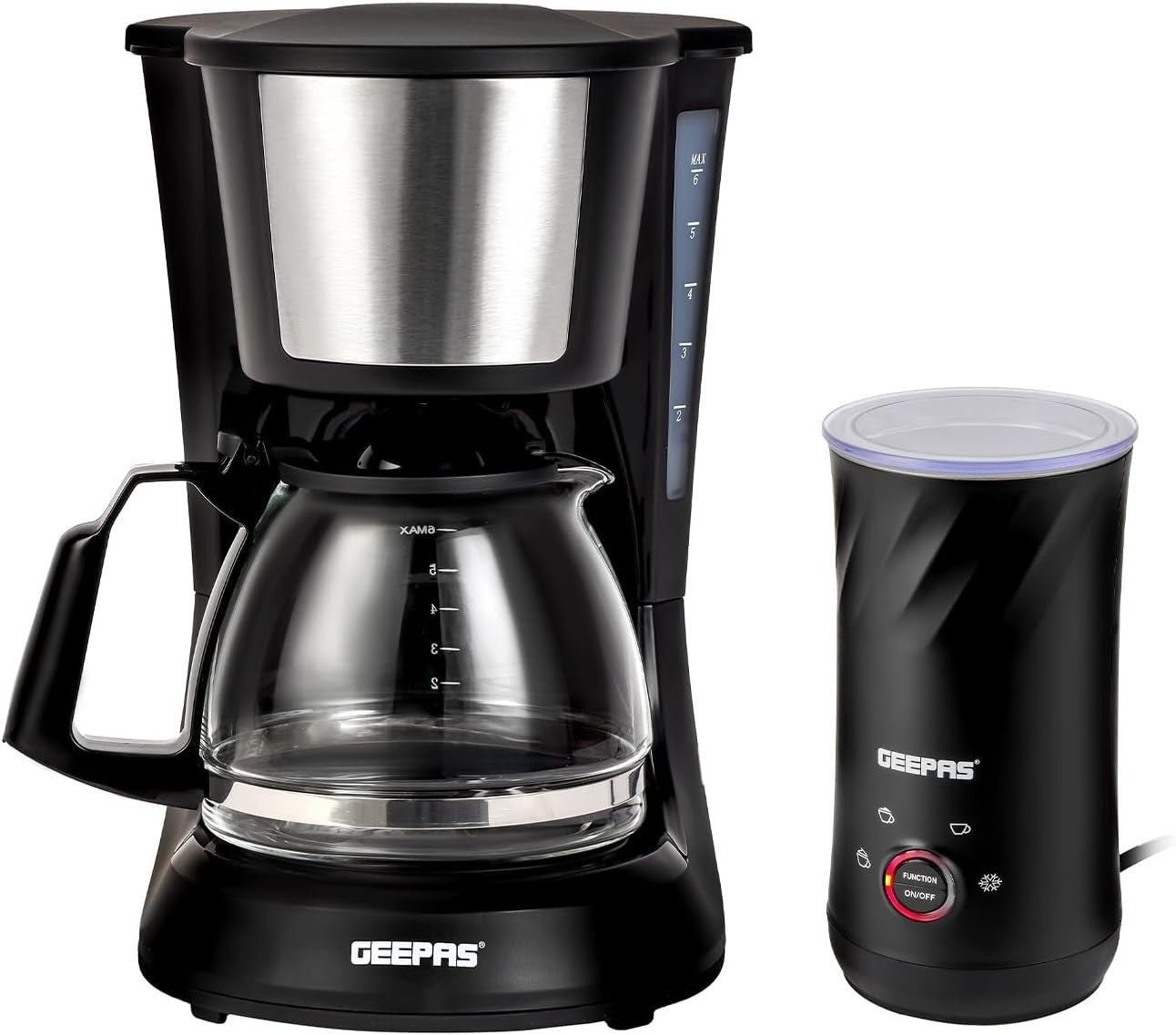 High - Capacity Filter Coffee Maker & Milk Frother Set | 600W Fast Brew | 750ml - Kwikley