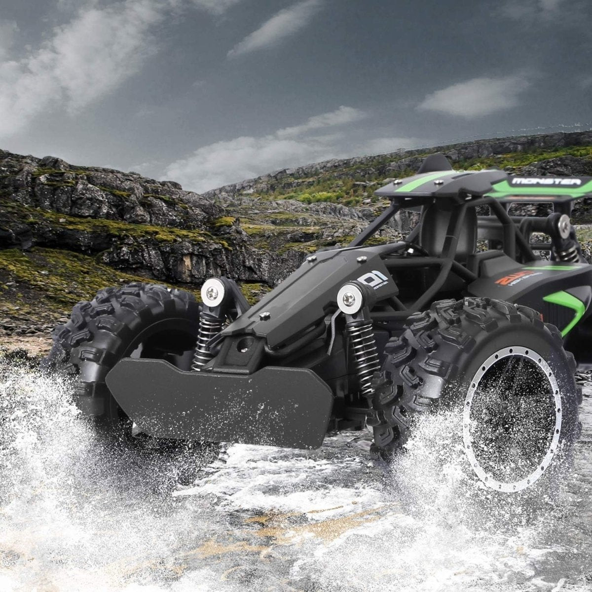 High Speed RC Car 15KMH+ Rechargeable Off - Road Buggy Truck 2.4GHz Dual Battery K - Kwikley