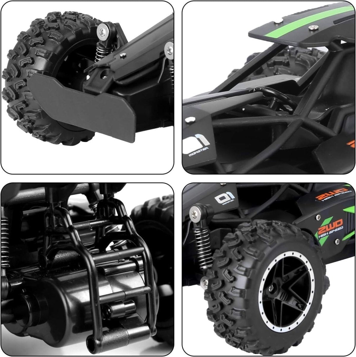 High Speed RC Car 15KMH+ Rechargeable Off - Road Buggy Truck 2.4GHz Dual Battery K - Kwikley