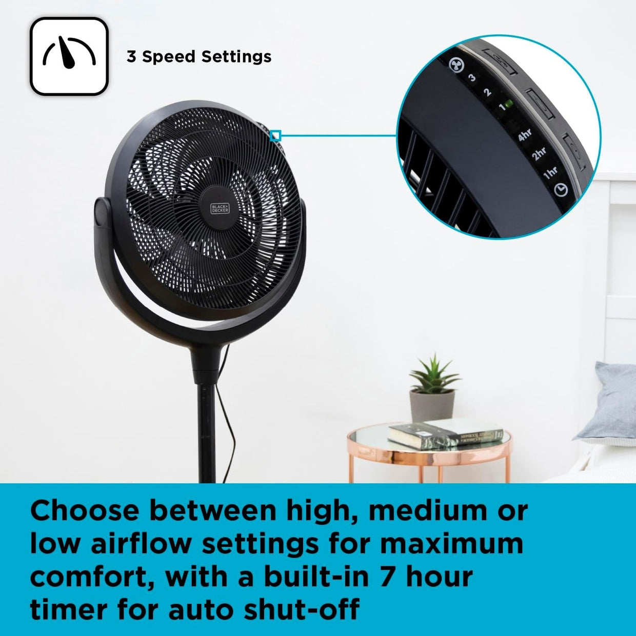 High Velocity Pedestal Fan – 3 Speed Remote Control Adjustable Height Quiet Cool - Kwikley
