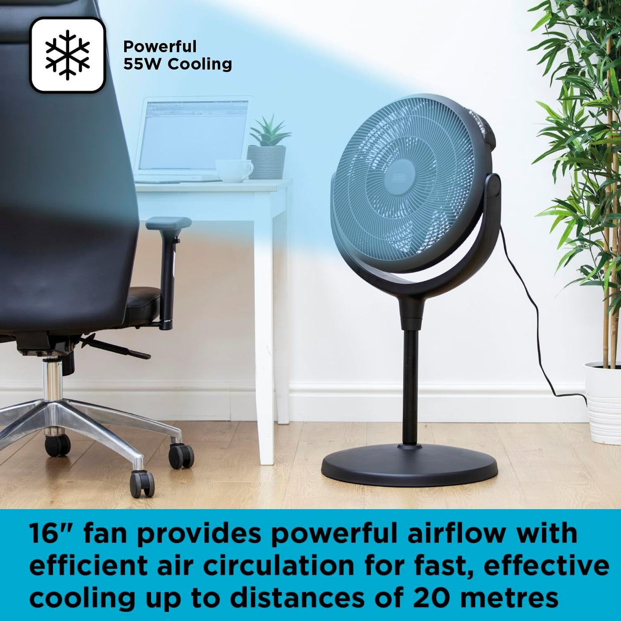 High Velocity Pedestal Fan – 3 Speed Remote Control Adjustable Height Quiet Cool - Kwikley