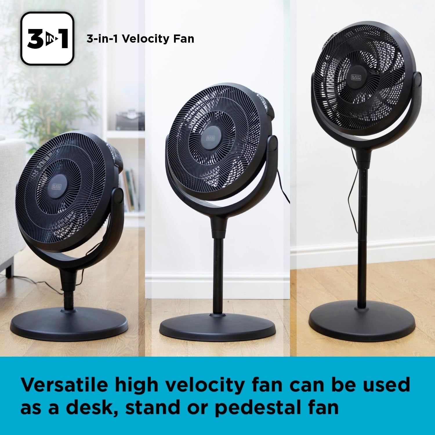 High Velocity Pedestal Fan – 3 Speed Remote Control Adjustable Height Quiet Cool - Kwikley