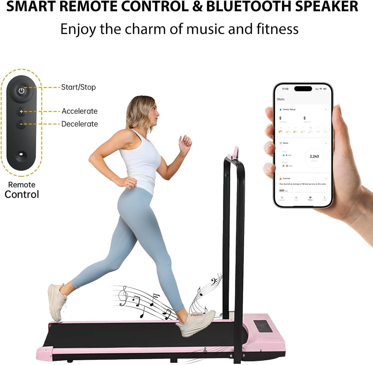 Holywarm 2 - in - 1 Under Desk Treadmill 12km/h Portable LCD Bluetooth Speaker - Kwikley