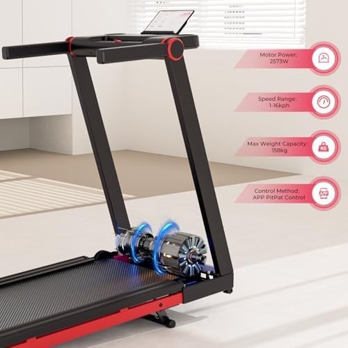 Home Foldable Treadmill 1 - 16km/h Incline Smart Fitness Machine 158kg Load - Kwikley