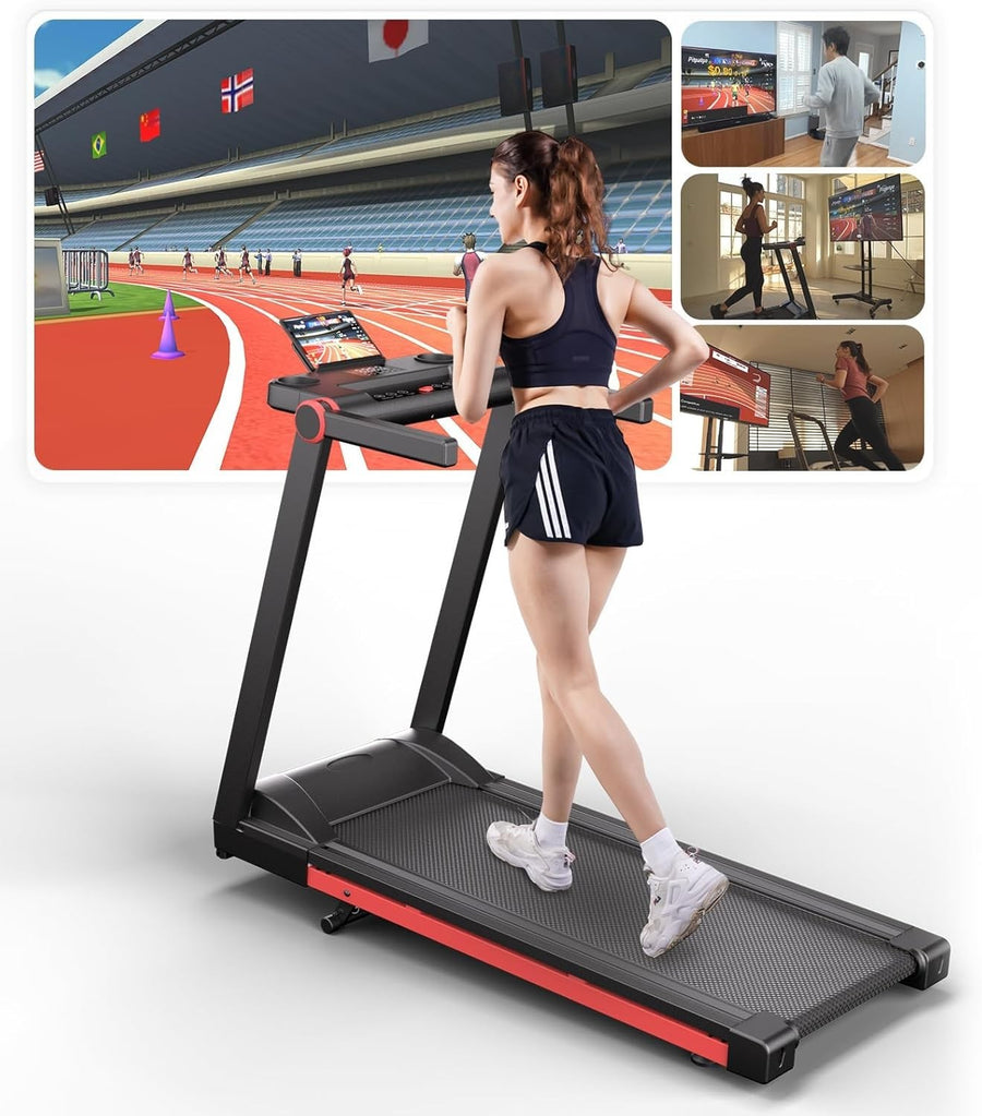 Home Foldable Treadmill 1 - 16km/h Incline Smart Fitness Machine 158kg Load - Kwikley