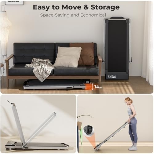 Home Folding Treadmill 12KPH with App, Walking Running & Smart Features - Kwikley
