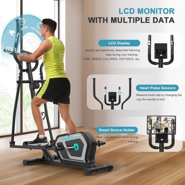 Home Gym 3 - in - 1 Elliptical Cross Trainer 16 - Level Magnetic Resistance - Kwikley