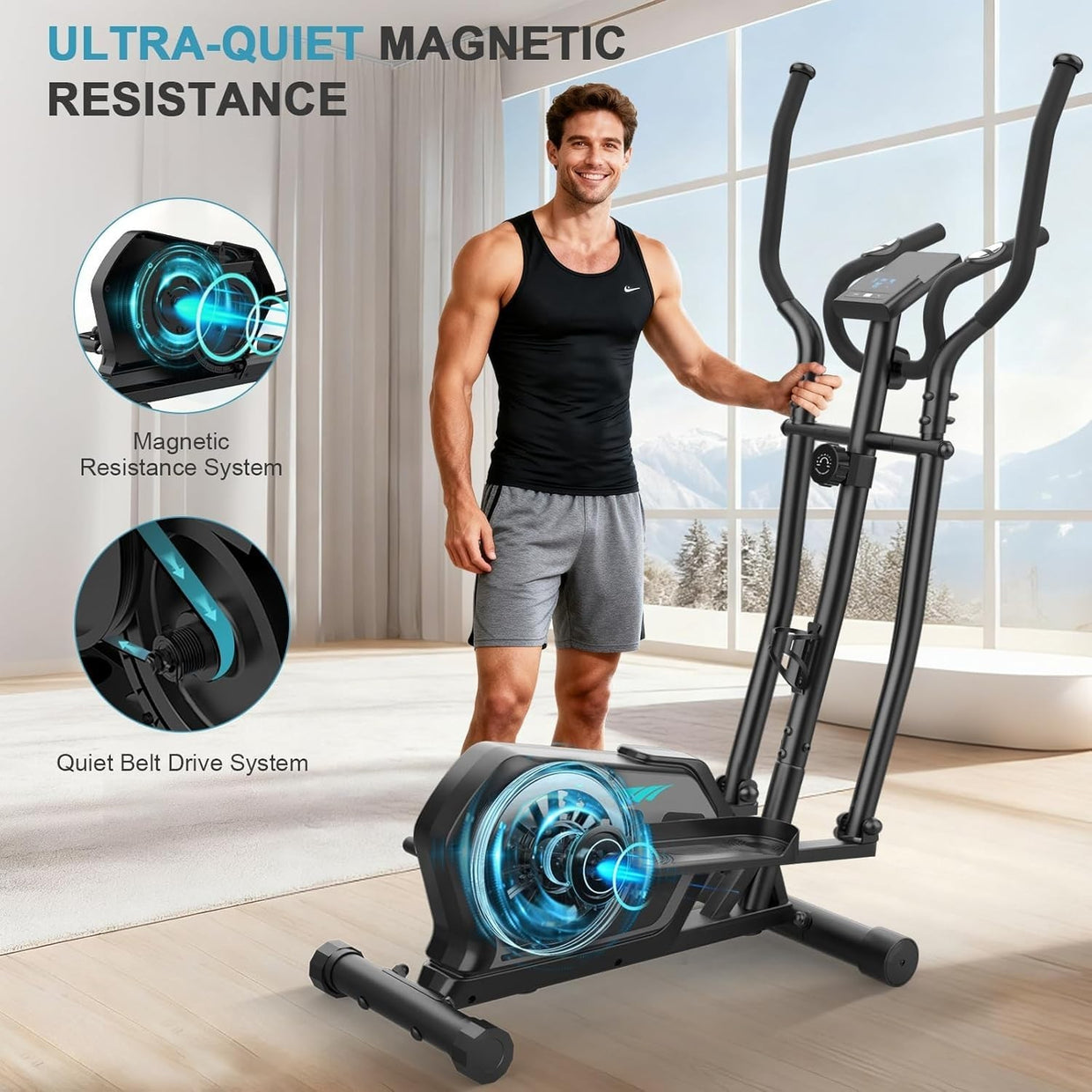Home Gym 3 - in - 1 Elliptical Cross Trainer 16 - Level Magnetic Resistance - Kwikley