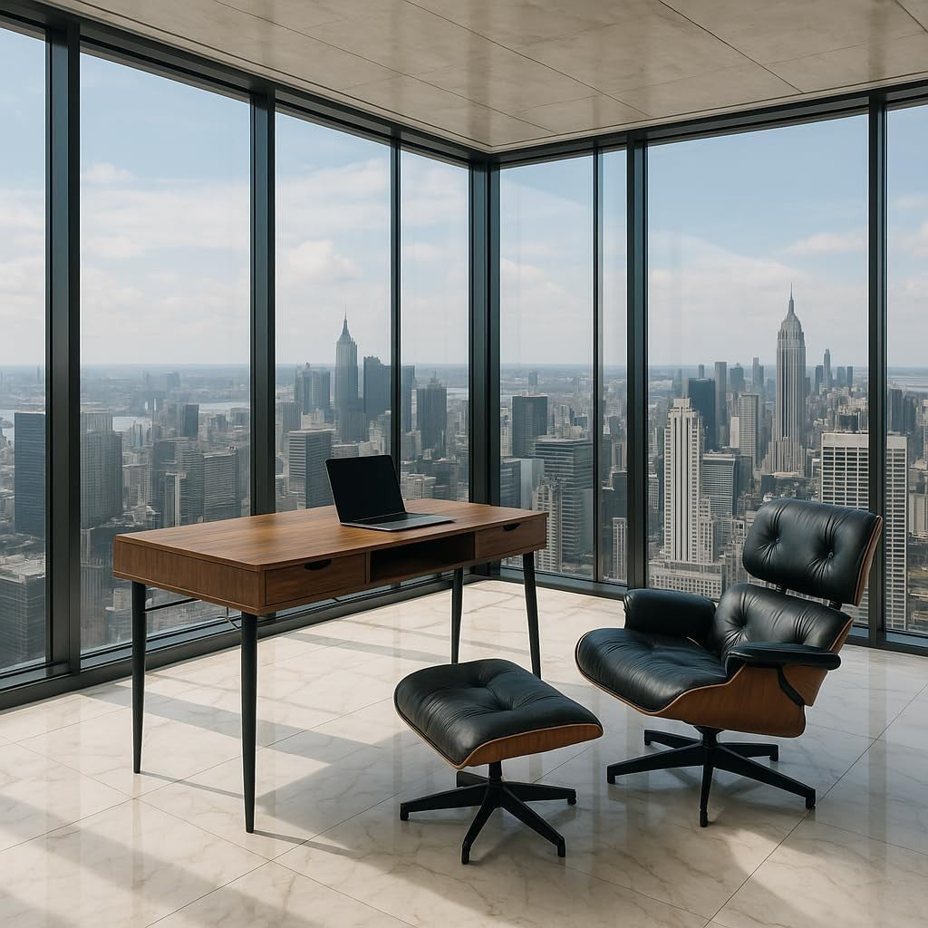Home Office Desk 110x55cm Walnut Black with Drawers Ergonomic Study Table - Kwikley