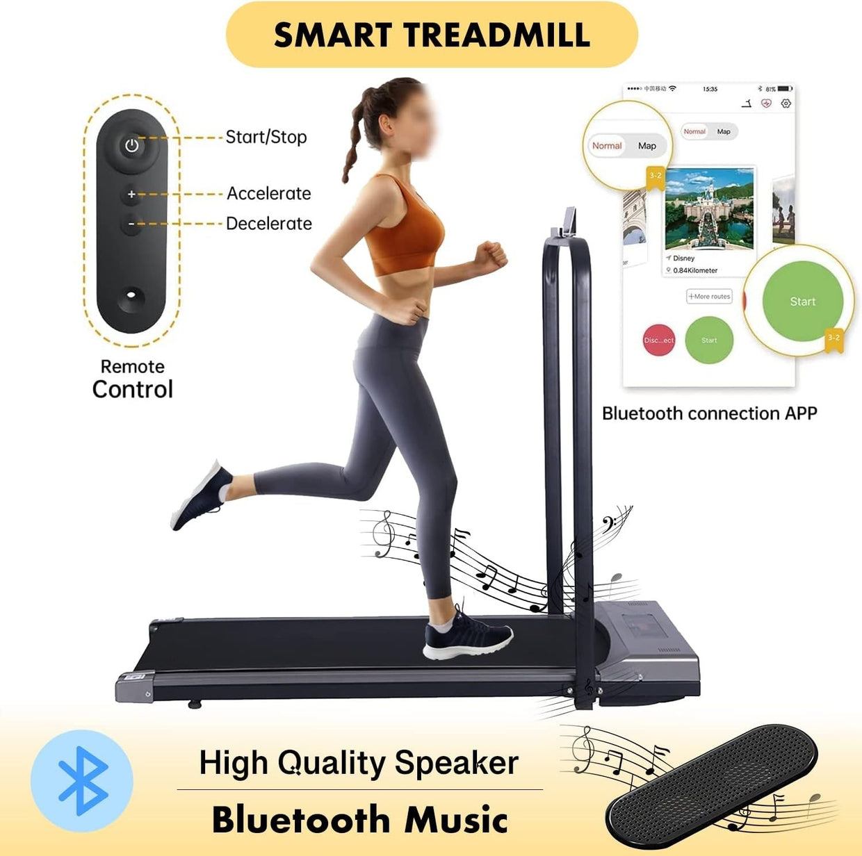 Home Office Walking Treadmill Foldable with Remote & LED Display - Kwikley