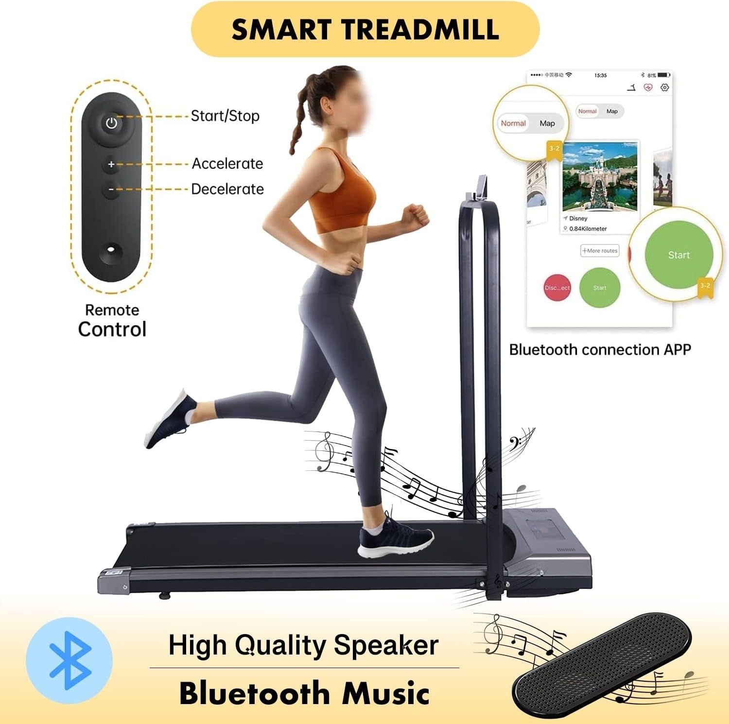 Home Office Walking Treadmill Foldable with Remote & LED Display - Kwikley