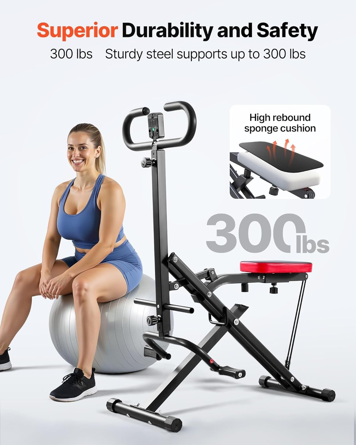 Home Squat & Row Trainer Foldable Glute Leg Machine with Adjustable Resistance - Kwikley