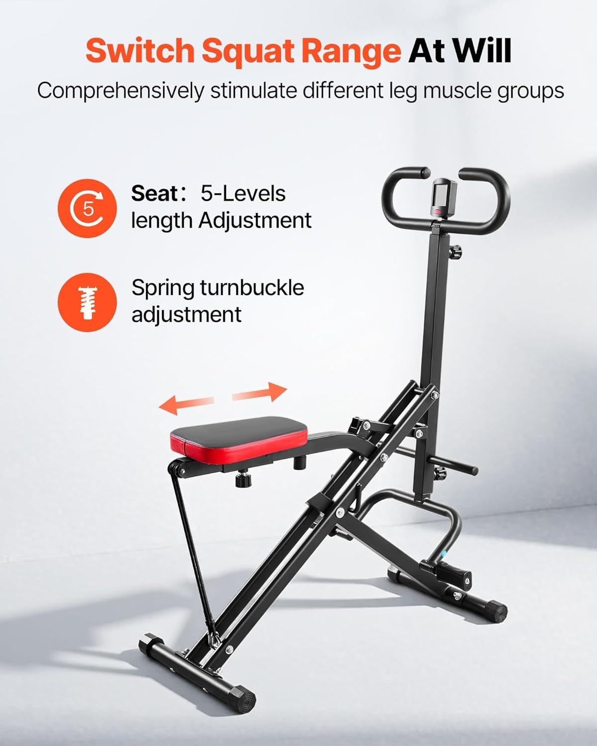 Home Squat & Row Trainer Foldable Glute Leg Machine with Adjustable Resistance - Kwikley