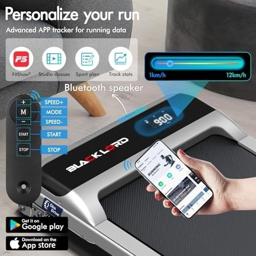 Home Treadmill 3.2HP 4% Incline LED Display Bluetooth Portable - Kwikley