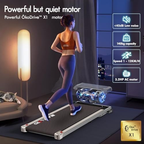 Home Treadmill 3.2HP 4% Incline LED Display Bluetooth Portable - Kwikley