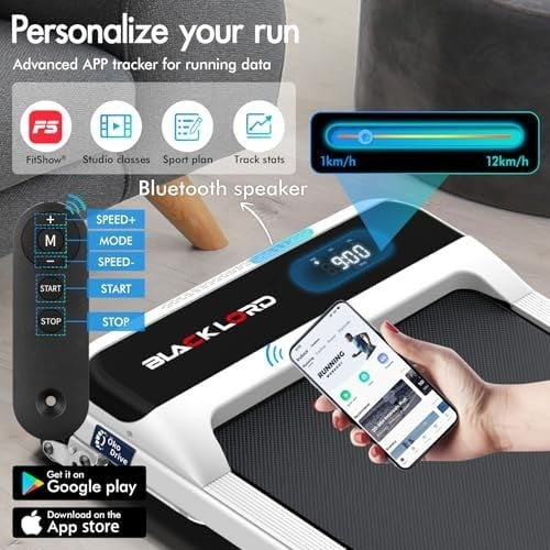 Home Walking Treadmill 3.2HP 4% Incline LED Display Bluetooth Portable - Kwikley