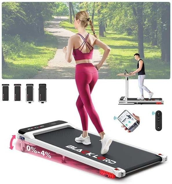 Home Walking Treadmill 3.2HP 4% Incline LED Display Bluetooth Portable - Kwikley