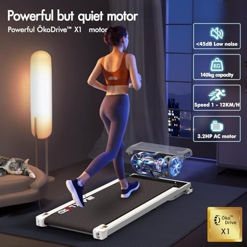 Home Walking Treadmill 3.2HP 4% Incline LED Display Bluetooth Portable - Kwikley
