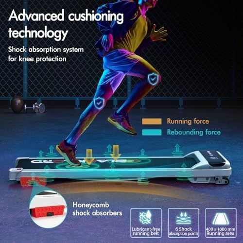 Home Walking Treadmill 3.2HP 4% Incline LED Display Bluetooth Portable - Kwikley