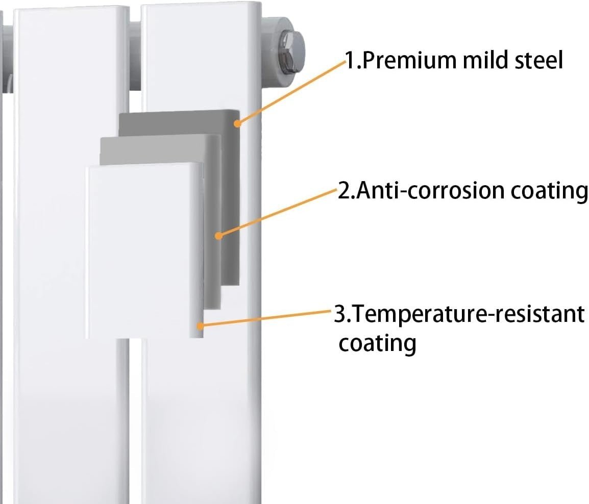 Horizontal Designer Radiator White Flat Panel 600x1428mm Single Central Heating - Kwikley