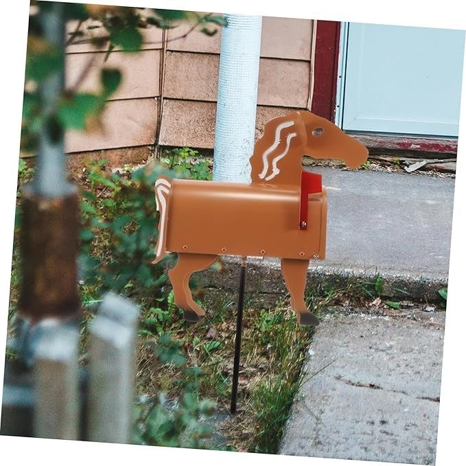 Horse Mailbox for Garden | Iron Postbox Outdoor Decor | Farmhouse Letter Box - Kwikley